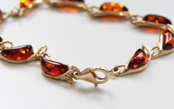 ITALIAN HANDMADE GERMAN BALTIC AMBER BRACELET IN 9CT solid GOLD GBR062-RRP£695!!!