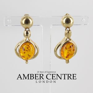 Italian Made German Baltic Amber Drop Earrings in 9ct Solid Gold GE0111 RRP£295!!!