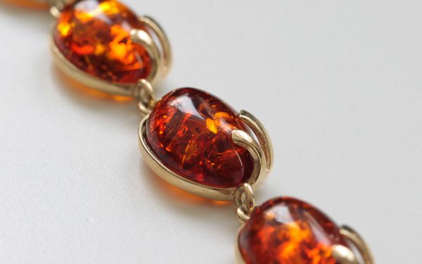 ITALIAN HANDMADE GERMAN BALTIC AMBER BRACELET IN 9CT solid GOLD GBR063-RRP£1000!!!