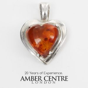 Baltic Amber Heart Pendant German Handmade in 925 Silver PD103 – RRP£65!!!