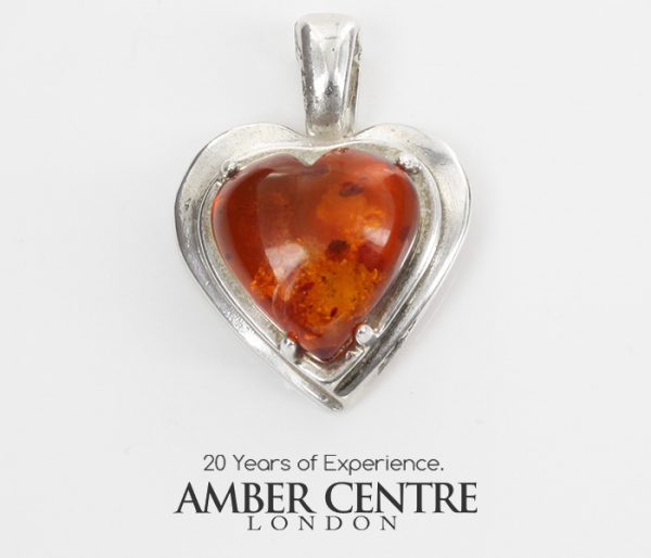 Baltic Amber Heart Pendant German Handmade in 925 Silver PD103 – RRP£65!!!