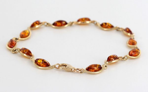 ITALIAN HANDMADE GERMAN BALTIC AMBER BRACELET IN 9CT solid GOLD GBR044-RRP£525!!!