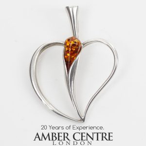 Heart Pendant Elegant Handmade Baltic Amber in 925 Silver PD105 – RRP£55!!!