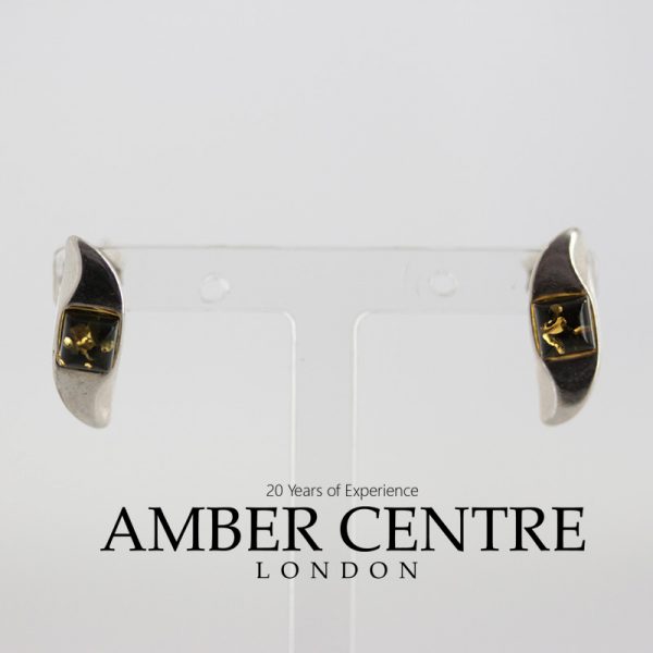 German Baltic Elegant Amber Stud Earrings Handmade In 925 Silver ST0088 RRP£20!!!