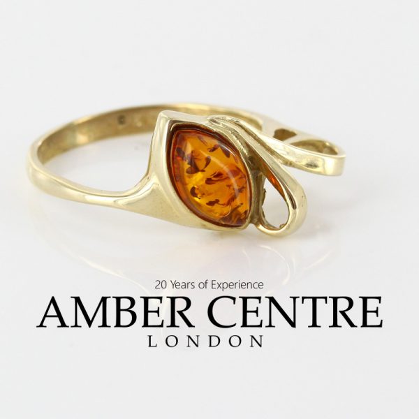 Italian Unique Handmade German Baltic Amber Ring in 9ct solid Gold- GR0167 RRP £225!!!