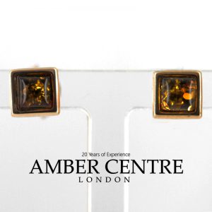 Italian Made German Green Baltic Amber Stud Earrings 9ct Gold GS0020G RRP £125!!!