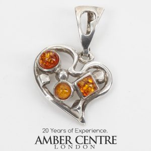 Baltic Amber Heart Pendant Elegant Handmade in 925 Silver PD108 – RRP£65!!!