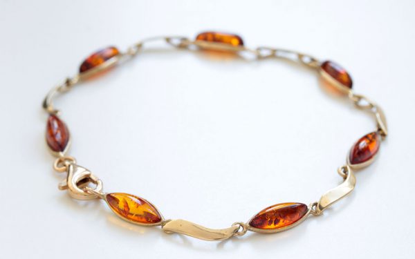 ITALIAN HANDMADE GERMAN BALTIC AMBER BRACELET IN 9CT solid GOLD GBR076-RRP£375!!!