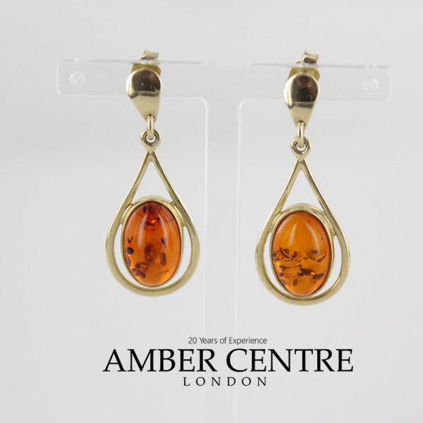 Italian Made Unique German Baltic Amber Drop Earrings in 9ct Solid Gold GE0115 RRP250!!!