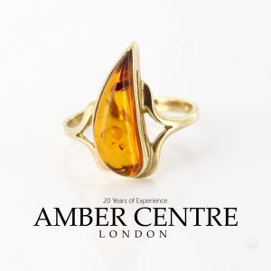 Italian Unique Handmade German Baltic Amber Ring in 9ct solid Gold- GR0190 RRP £195!!!