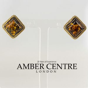 Italian Made German Green Baltic Amber Studs In 9ct Gold GS0054G RRP £175!!!