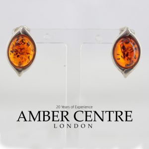 Italian Design Baltic Amber Stud Earrings In 925 Silver Handmade ST0108 RRP£28!!!