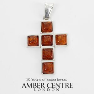 CROSS PENDANT HANDMADE GERMAN BALTIC AMBER IN 925 SILVER PD111 RRP£65!!