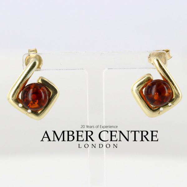 Italian Made German Baltic Amber Stud Earrings In 9ct Gold GS0062 RRP£225!!!