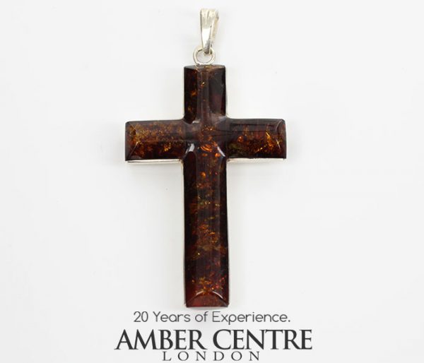 AMBER CROSS PENDANT Handmade Unique IN 925 SILVER PD085 RRP£145!!!