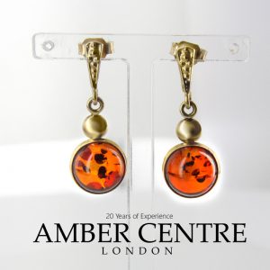 Italian Handmade Unique German Baltic Amber in 9ct Gold Drop Earrings GE0042 RRP£225!!!