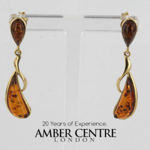 Italian Handmade Unique German Baltic Amber in 9ct Gold Drop Earrings GE0075 RRP£225!!!
