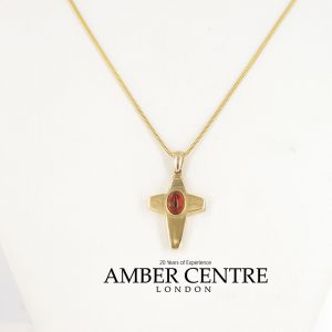 Italian Handmade Elegant German Baltic Amber Cross Pendant in 9ct Gold -GP0088 RRP£395!!!