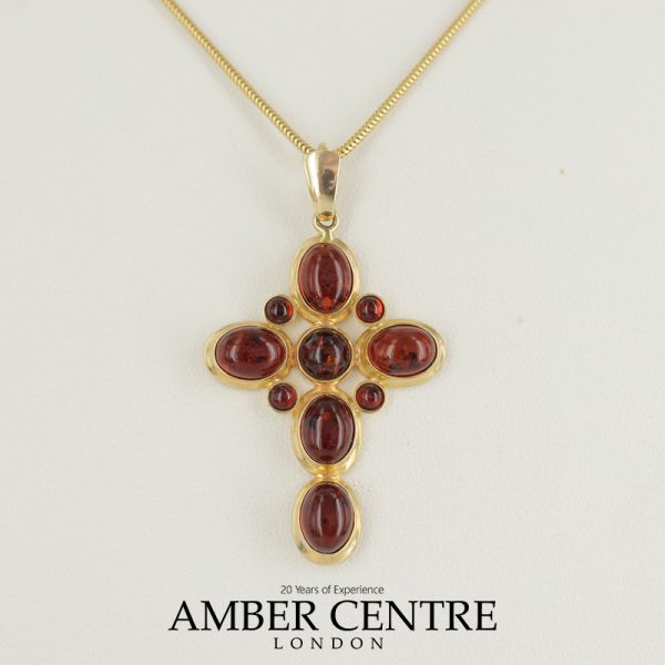 Italian Made Elegant Unique German Baltic Amber Cross Pendant in 14ct Gold -GP0092 RRP825!!!