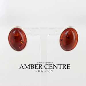 German Baltic Amber Classic Stud Earrings In 925 Silver Handmade ST0085 RRP£50!!!