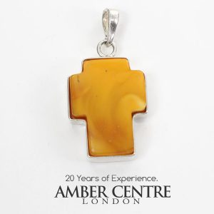 ANTIQUE BUTTERSCOTCH BALTIC AMBER HANDMADE CROSS PENDANT-PD082RRP£125!!!