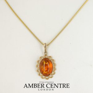 Italian Handmade Classic Elegant German Baltic Amber Pendant in 9ct solid Gold -GP0091 RRP£195!!!