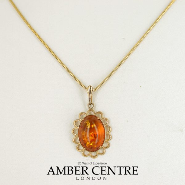 Italian Handmade Classic Elegant German Baltic Amber Pendant in 9ct solid Gold -GP0091 RRP£195!!!