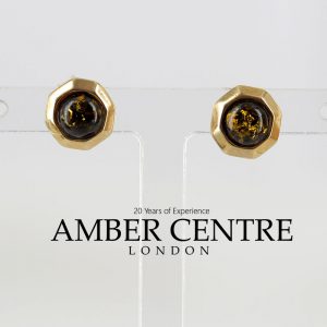 Italian Made German Green Baltic Amber Studs In 9ct Gold GS0134G RRP £125!!!