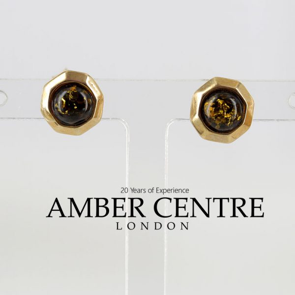 Italian Made German Green Baltic Amber Studs In 9ct Gold GS0134G RRP £125!!!