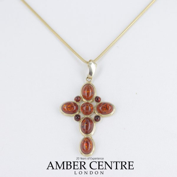 Italian Handmade German Baltic Amber Cross Pendant in 9ct solid Gold -GP0089 RRP£425!!!