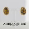 Italian Made Large German Green Baltic Amber Studs 9ct Gold GS0133G RRP £295!!!