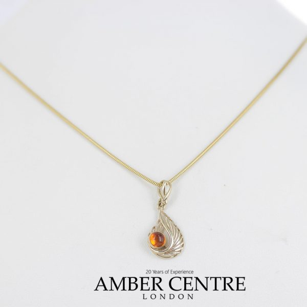 Italian Handmade Elegant German Baltic Amber Pendant in 9ct Gold -GP0099 RRP£175!!!