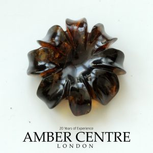 Dominican Blue Amber Unique Carved Exquisite Flower Carving OT1330 RRP£650!!!