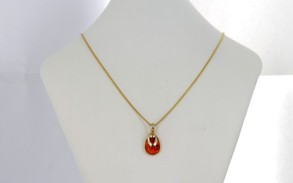 Italian Handmade Modern Elegant Baltic Amber Pendant in 9ct Gold -GP0103 RRP£175!!!