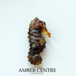 Dominican Blue Amber Exquisitely Designed Handmade Seahorse Carving OT6210 RRP£1200!!!
