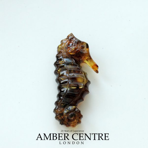 Dominican Blue Amber Exquisitely Designed Handmade Seahorse Carving OT6210 RRP£1200!!!