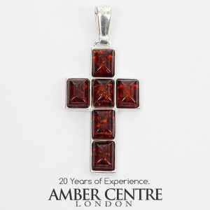 CROSS PENDANT HANDMADE GERMAN BALTIC Amber IN 925 SILVER PD117 RRP£85!!