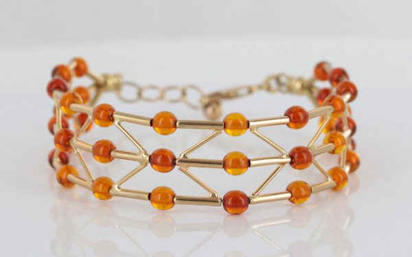 ITALIAN HANDMADE GERMAN BALTIC AMBER BRACELET IN 9CT solid GOLD GBR022-RRP£700!!!