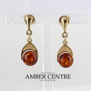 Italian Handmade Unique German Baltic Amber in 9ct Gold Drop Earrings GE0038 RRP£175!!!I