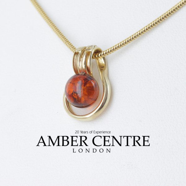 Italian Handmade Modern Elegant Amber Pendant in 9ct solid Gold -GP0096 RRP£125!!!