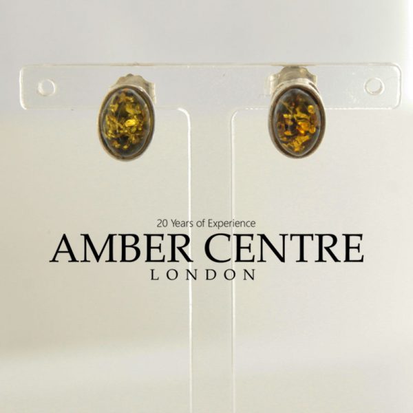 German Baltic Amber Classic Stud Earrings In 925 Silver Handmade ST0090 RRP£15!!!