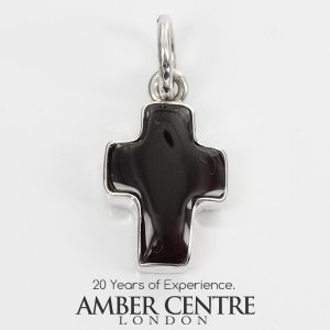 CROSS PENDANT HANDMADE UNIQUE German BALTIC AMBER IN 925 SILVER PD118 RRP£75!!!