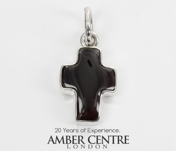 CROSS PENDANT HANDMADE UNIQUE German BALTIC AMBER IN 925 SILVER PD118 RRP£75!!!