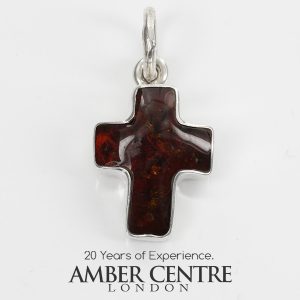 CROSS PENDANT HANDMADE UNIQUE German BALTIC AMBER IN 925 SILVER PD119 RRP£70!!!