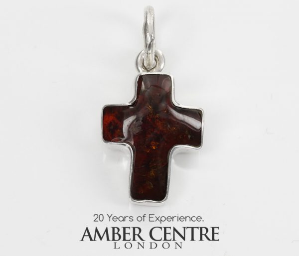 CROSS PENDANT HANDMADE UNIQUE German BALTIC AMBER IN 925 SILVER PD119 RRP£70!!!