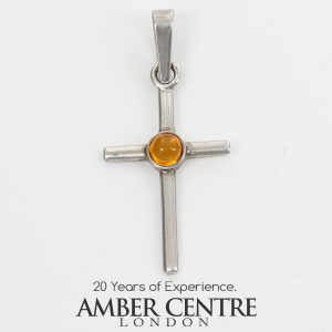 CROSS PENDANT BALTIC UNIQUE HANDMADE AMBER in 925 SILVER-PD120 RRP£25!!