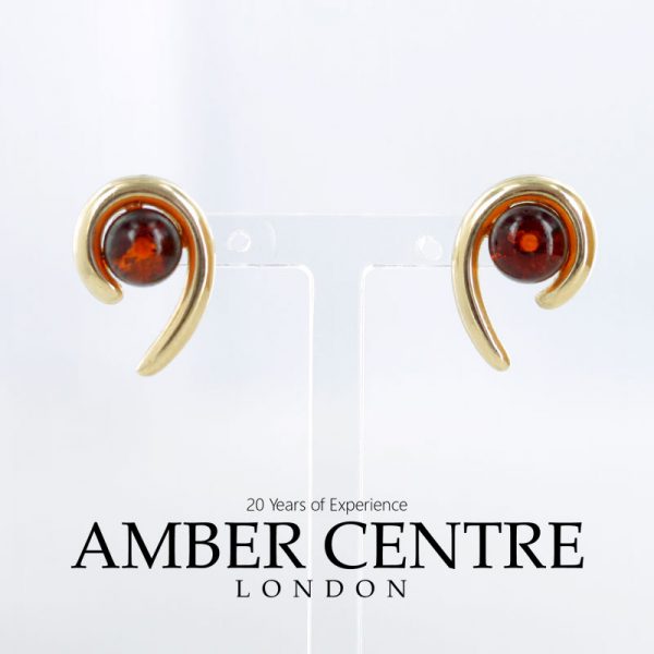 ITALIAN MADE UNIQUE GERMAN BALTIC AMBER STUD EARRINGS IN 9CT Solid GOLD GS0047 RRP£250!!!