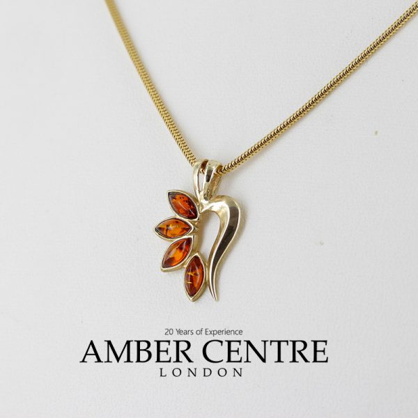 Italian Handmade Elegant German Baltic Amber Pendant in 9ct Gold - GP0128 RRP£125!!!