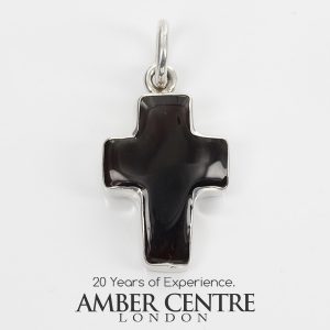 CROSS PENDANT HANDMADE UNIQUE GERMAN BALTIC AMBER IN 925 SILVER PD125 RRP£65!!!