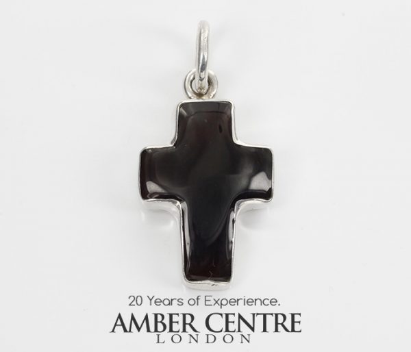 CROSS PENDANT HANDMADE UNIQUE GERMAN BALTIC AMBER IN 925 SILVER PD125 RRP£65!!!